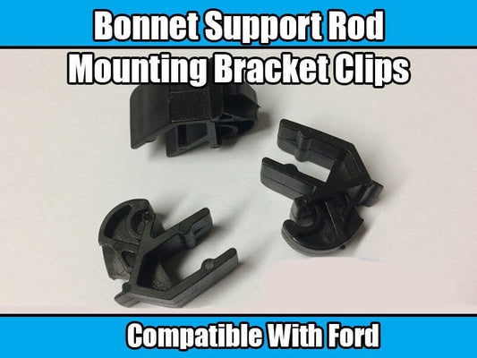2x Black Bonnet Strut Rod Clips for Ford Classic Models, Escort, Sierra, Capri