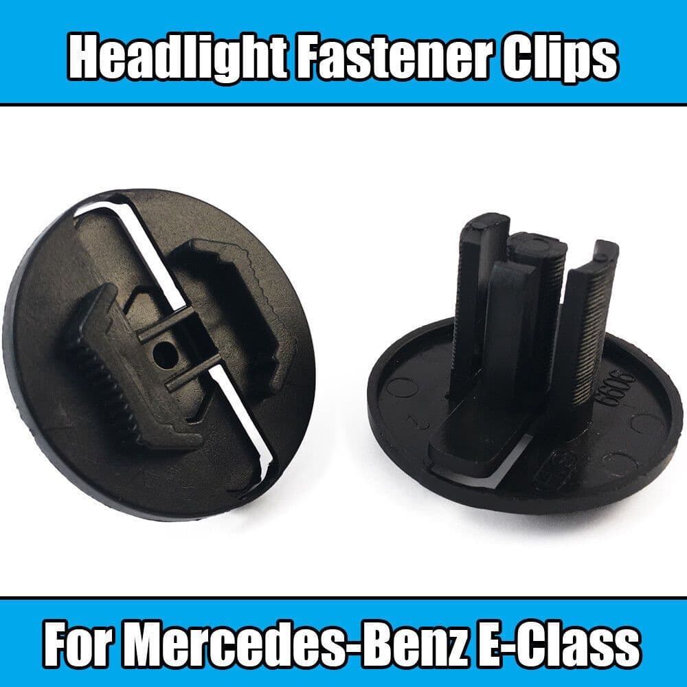 2x Black Plastic Fastener Clips for Mercedes Benz Headlight Reflector