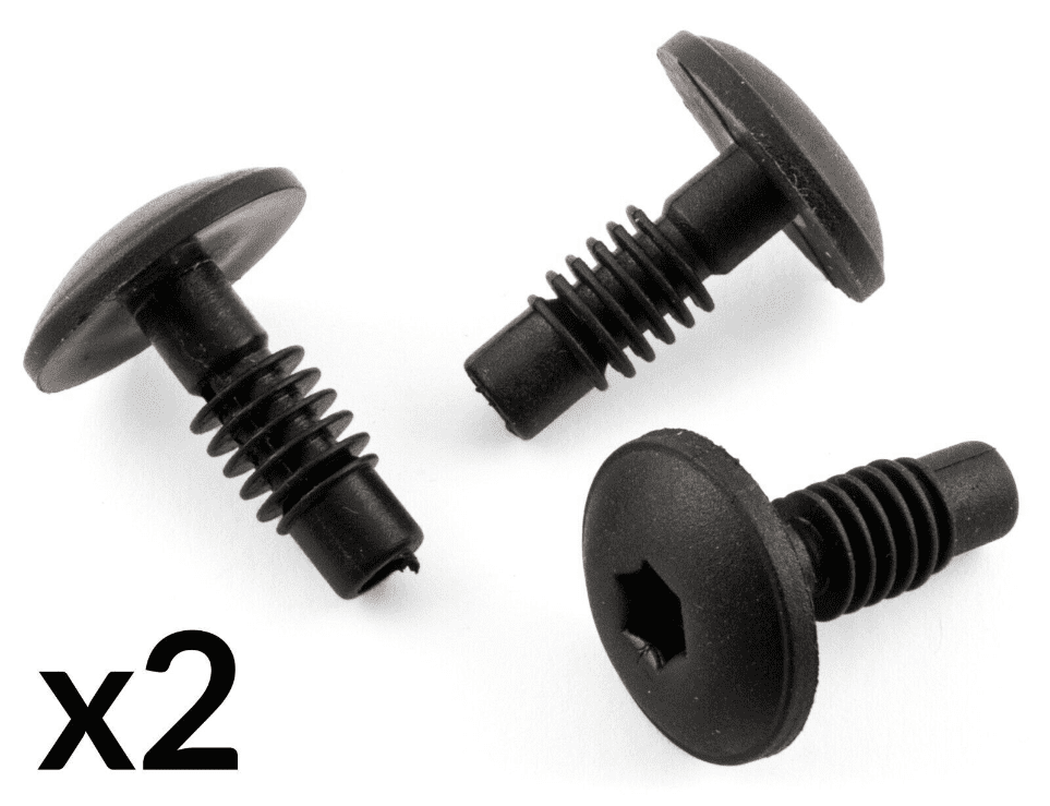 2x Black Plastic Push Type Rivet Clips for Renault Megane Kangoo Rear Bumper