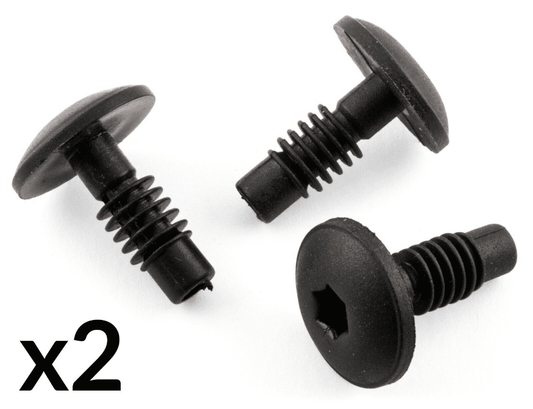 2x Black Plastic Push Type Rivet Clips for Renault Megane Kangoo Rear Bumper