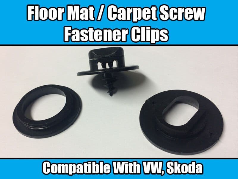 2x Black Plastic Screw Fastener Lock Clips for VW Skoda Floor Mat Carpet