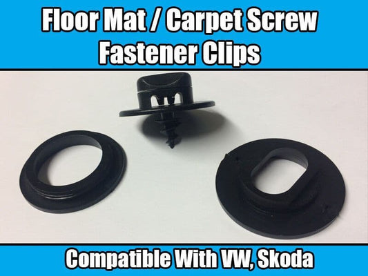 2x Black Plastic Screw Fastener Lock Clips for VW Skoda Floor Mat Carpet