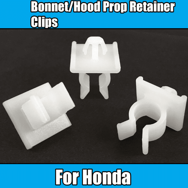 2X Clips for Honda 10mm Bonnet/Hood Prop Retainer Clips White Plastic