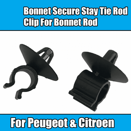 2x Clips for Peugeot Citroen Bonnet Secure Stay Tie Rod