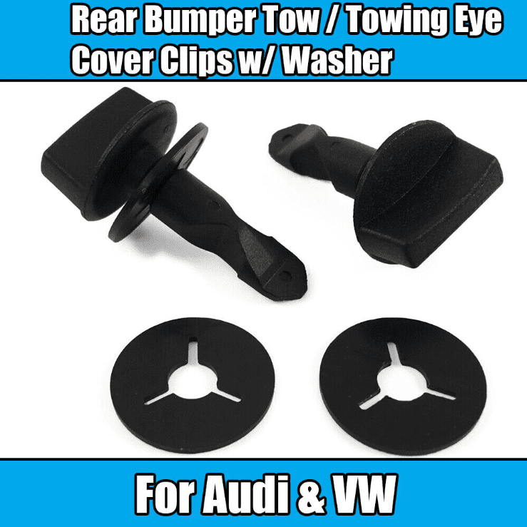 2X Clips & Washers (2X2) for VW Polo Golf Audi A1 A3 Rear Bumper Tow Eye Cover