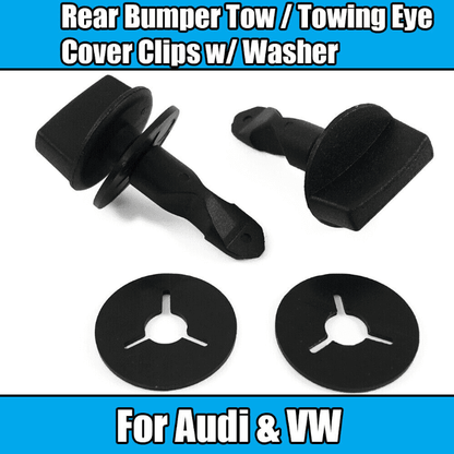 2X Clips & Washers (2X2) for VW Polo Golf Audi A1 A3 Rear Bumper Tow Eye Cover