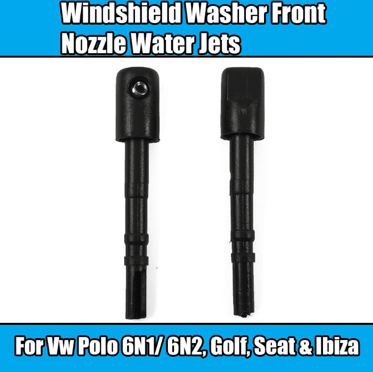 2x Rear Windscreen Washers for VW Polo 6N1 Golf Seat Ibiza Nozzle Black Plastic
