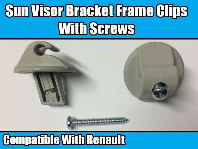 2X Sun Visor Bracket Frame Clips for Renault With Screws Grey