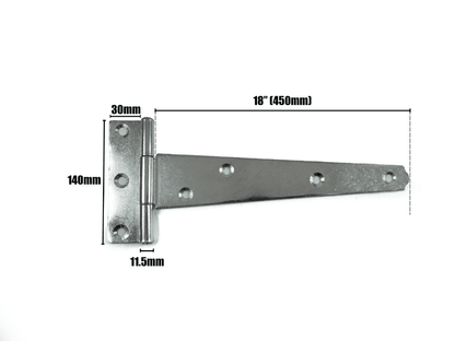 2X Tee Hinges Heavy Duty Gate Shed Door Fixing Screw 18" 450mm 1 Pair Galvanised