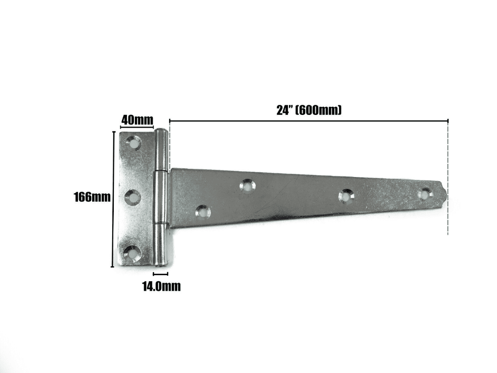 2X Tee Hinges Heavy Duty Gate Shed Door Fixing Screw 24" 600mm 1 Pair Galvanised