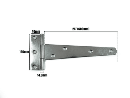 2X Tee Hinges Heavy Duty Gate Shed Door Fixing Screw 24" 600mm 1 Pair Galvanised