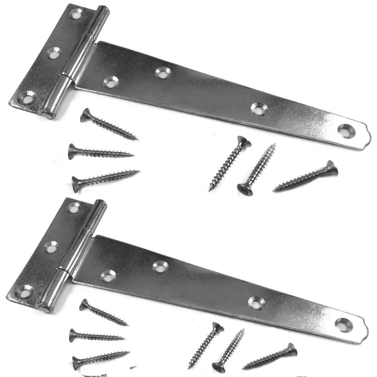 2X Tee Hinges Medium Duty Gate Shed Door Fixing Screw 12" 300mm Galvanised Steel