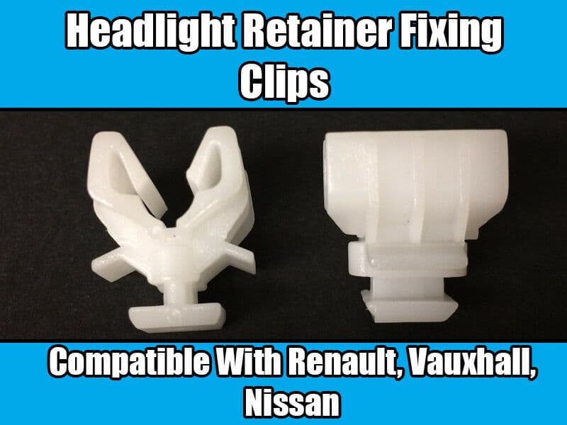 2x White Plastic Clips for Renault Vauxhall Nissan Headlamp Fixing Retainer