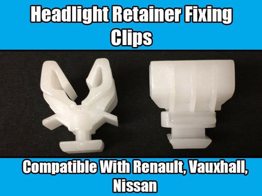 2x White Plastic Clips for Renault Vauxhall Nissan Headlamp Fixing Retainer