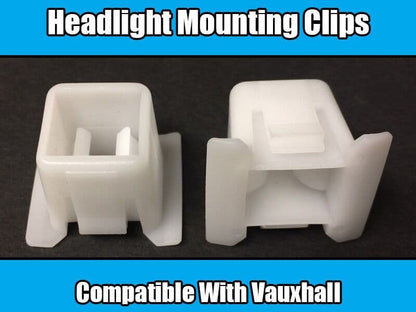 2x White Plastic Clips for Vauxhall Corsa B Omega Frontera Senator Headlamp