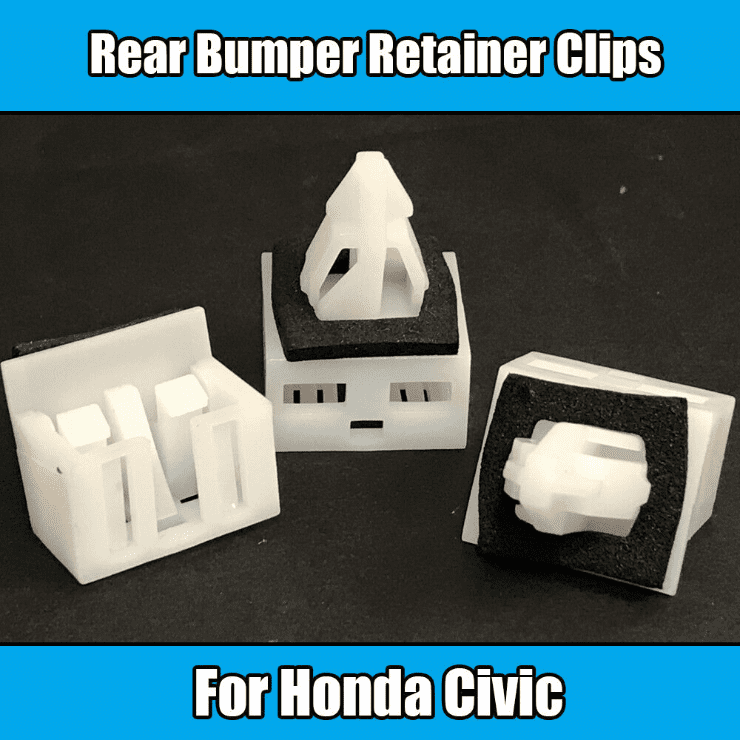 2x White Plastic Rear Bumper Retainer Fastener Clips w/ Washer for Honda Civic