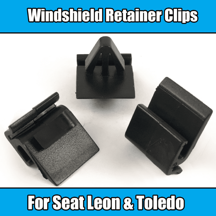 2x Windscreen Retaining Strip Clips 1008229 Black Plastic for Seat Leon Toledo