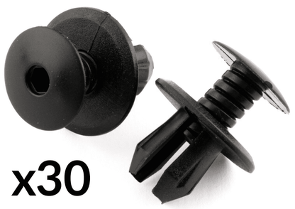 30x Black Plastic Fixings Fastener Clips for VW Passat Trim Panel