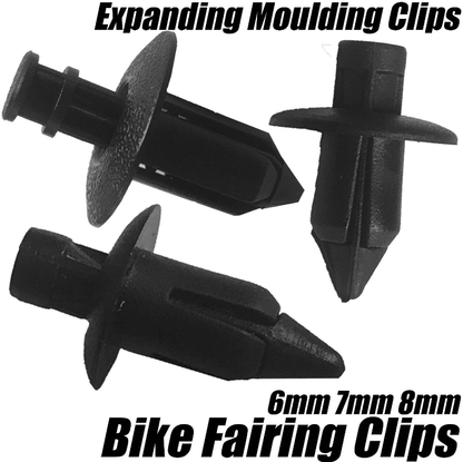 30x Motorbike Cycle Fairing Body Work Panel Cowl Trim Clips 8mm 7mm 6mm Hole