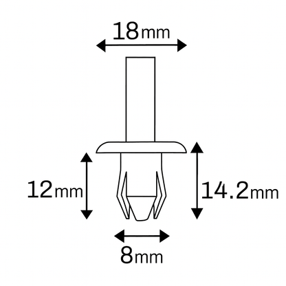 Black Plastic Push Type Retainer Clips for BMW, Mercedes, GM, VAG & Volvo Wing Splashguard Panel