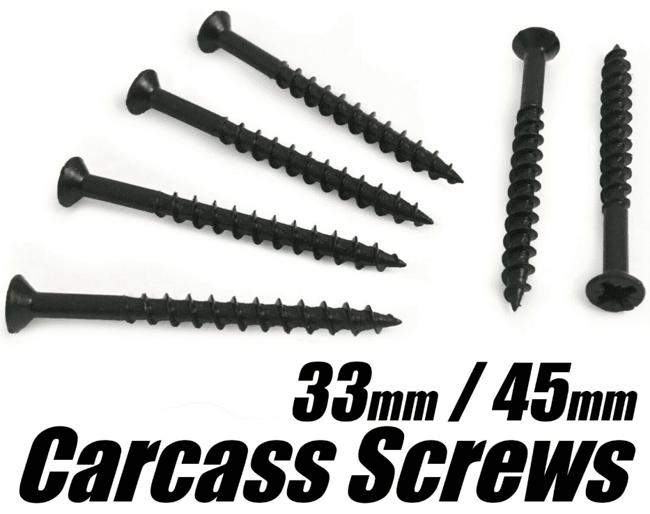 33mm & 45mm Black Carcass Cupboard Cabinet Drawer Wardrobe Furniture Wood Screws