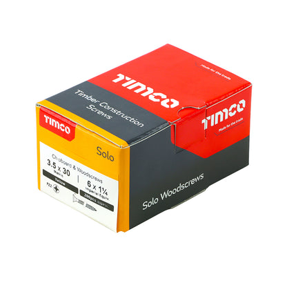 200x Timco 6G 3.5mm Solo Wood Screws Zinc Yellow Pozi Head Countersunk 12mm - 50mm