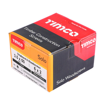 200x Timco 6G 3.5mm Solo Wood Screws Zinc Yellow Pozi Head Countersunk 12mm - 50mm