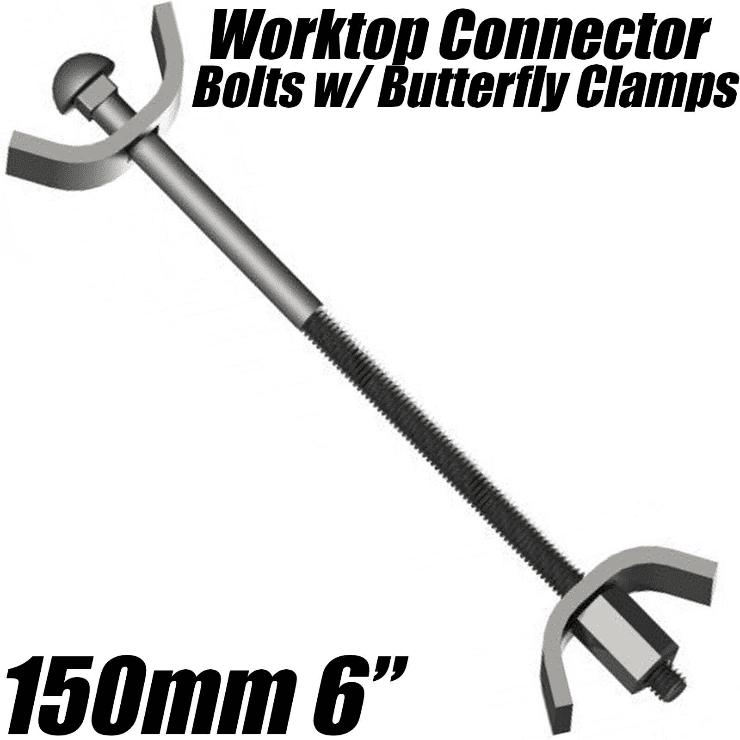 3x Worktop Connector Bolts 150mm 6" Easibolt Joint Butterfly Clamp Fixing Washer