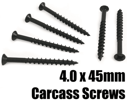 4.0x45mm Black Coarse Thread Pozi Carcass Screws for MDF Chipboard Furniture Wood