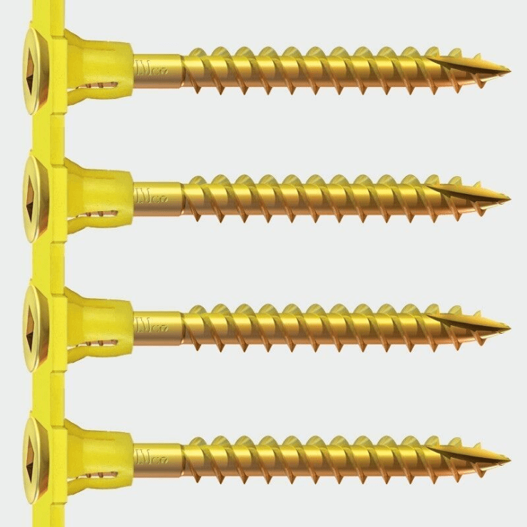 4.2x55mm Timco Collated Flooring Screw Yellow Zinc Square Drive Woodchip MDF