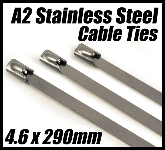 4.6X290mm A2 Stainless Steel Cable Ties Wrap Exhaust Heat Strap Induction Pipe