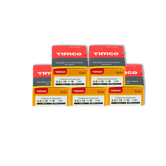 1000x Timco 8G 4mm Solo Wood Screws Yellow Pozi Countersunk Chipboard 15mm - 70mm