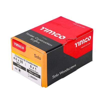 200x Timco 8G 4mm Solo Wood Screws Zinc Yellow Pozi Head Countersunk 15mm - 80mm