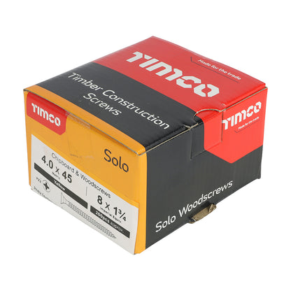 200x Timco 8G 4mm Solo Wood Screws Zinc Yellow Pozi Head Countersunk 15mm - 80mm