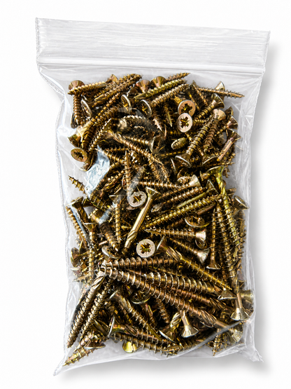 400g Pack of Mixed Multi-purpose Countersunk Pozi Wood Screws Yellow Zinc