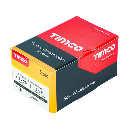 200x Timco 9G 4.5mm Solo Wood Screws Zinc Yellow Pozi Head Countersunk 20mm - 80mm