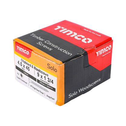 200x Timco 9G 4.5mm Solo Wood Screws Zinc Yellow Pozi Head Countersunk 20mm - 80mm