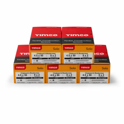 1000x Timco 9G 4.5mm Solo Wood Screws Yellow Pozi Countersunk Chipboard 20mm - 80mm