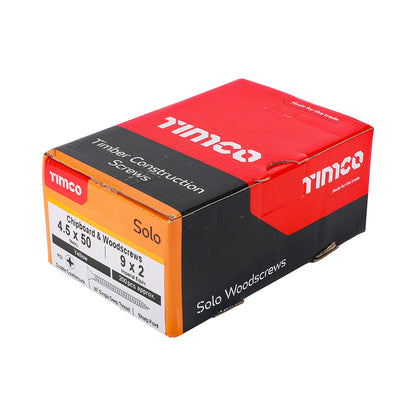 200x Timco 9G 4.5mm Solo Wood Screws Zinc Yellow Pozi Head Countersunk 20mm - 80mm