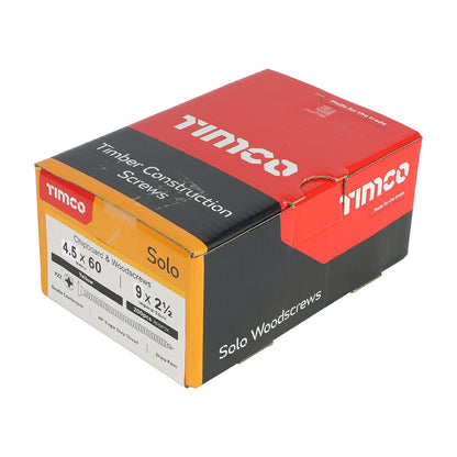 200x Timco 9G 4.5mm Solo Wood Screws Zinc Yellow Pozi Head Countersunk 20mm - 80mm