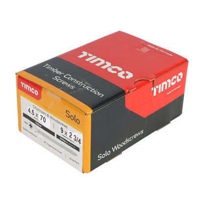 200x Timco 9G 4.5mm Solo Wood Screws Zinc Yellow Pozi Head Countersunk 20mm - 80mm