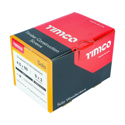 200x Timco 9G 4.5mm Solo Wood Screws Zinc Yellow Pozi Head Countersunk 20mm - 80mm
