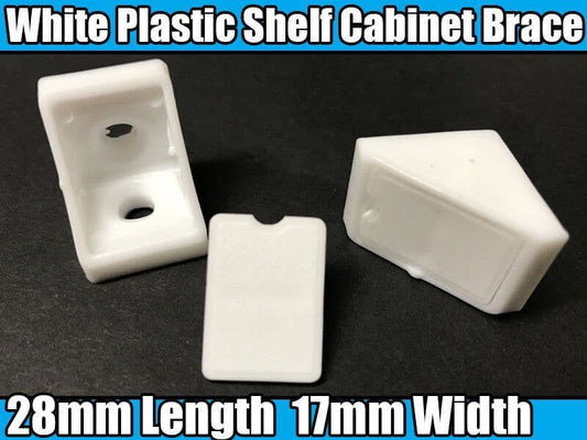 4x 28mm White Plastic Corner Cabinet Shelf Connector Brace Bracket Cover