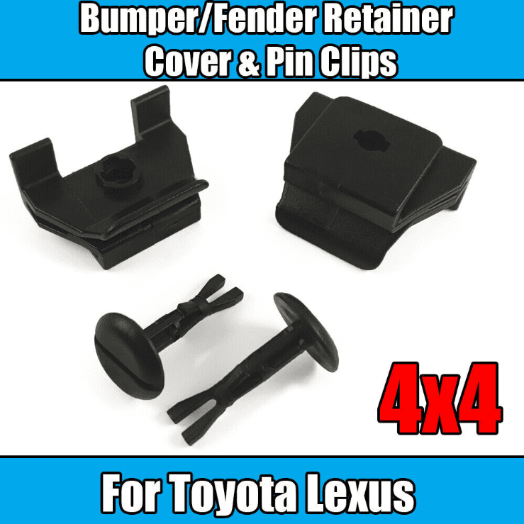 4x (4x4) Clips for Toyota Lexus Bumper Cover & Pin Clips Black Plastic