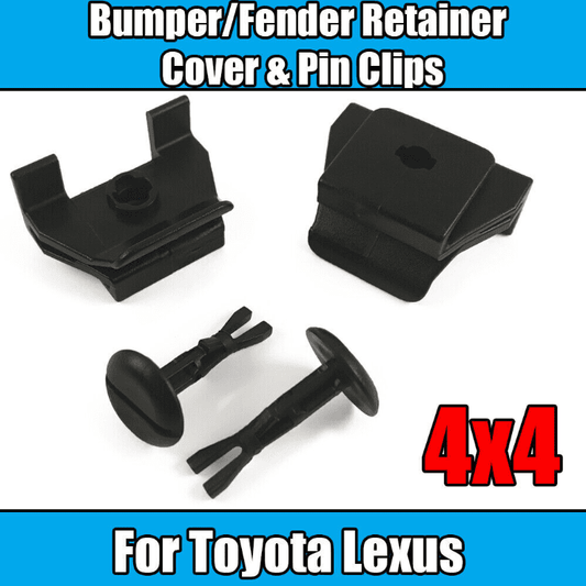 4x (4x4) Clips for Toyota Lexus Bumper Cover & Pin Clips Black Plastic
