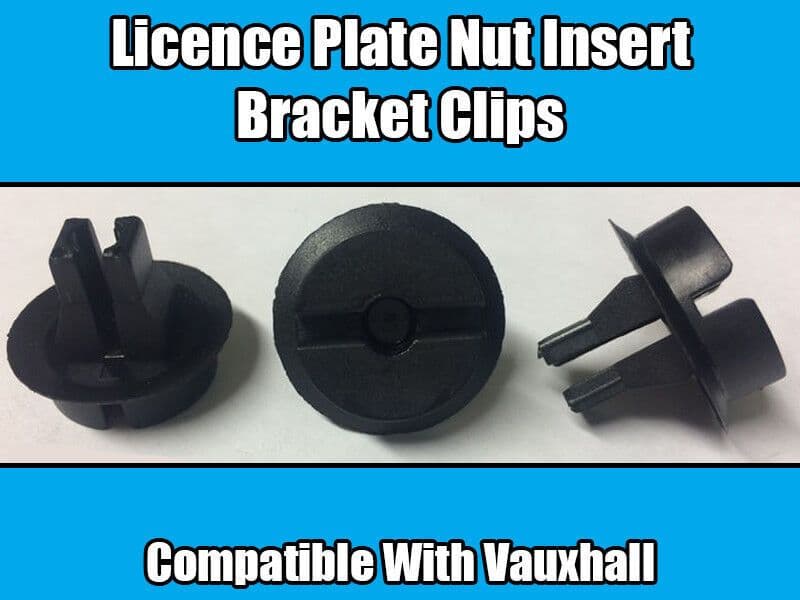 4x Black Nut Insert Clips for Vauxhall Licence Number Plate Bracket