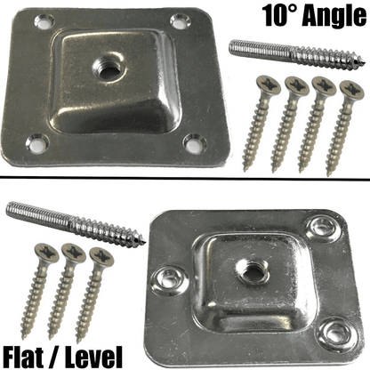4x Furniture Leg Mounting Plate Flat/Angled Wood Metal Dowel