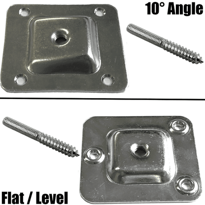 4x Furniture Leg Mounting Plate Flat/Angled Wood Metal Dowel