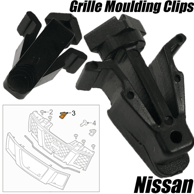 4x Upper Grille Moulding Fixing Clips for Nissan Nv200 Fx35 Cube Pathfinder