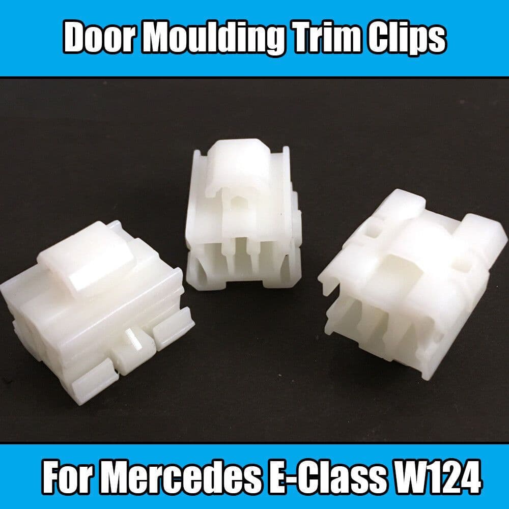 4x White Plastic Trim Clips for Mercedes E-Class W124 Body Door Moulding